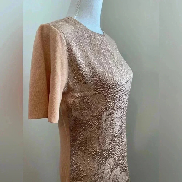 Tory Burch Peach Floral Clouque Front Sweater Dress Sz Small - Picture 10 of 11